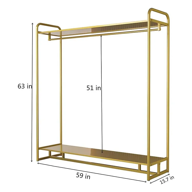 Factory Custom Color Size Gold Clothing Rack Modern Boutique Display Rack Gold Display Rack