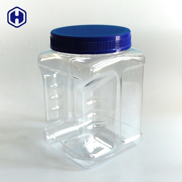 Large Capacity Clear Plastic Square Box 64OZ 1850ml Mouth Diameter 110mm