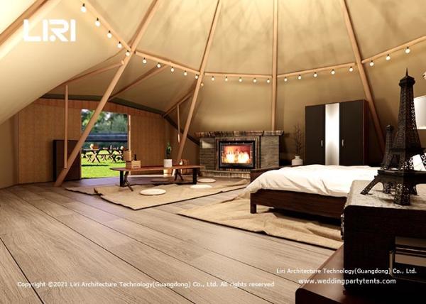 Buy cheap Polyester Taffeta Outdoor Glamping Tent Log Wall And Wooden Structure from wholesalers