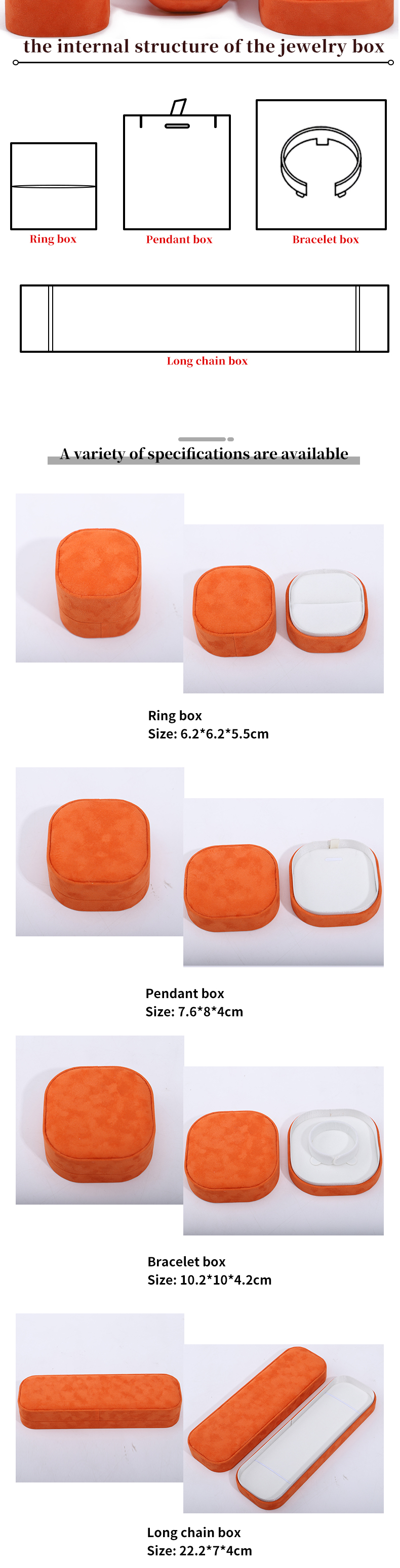 Orange Velvet Jewelry Box for Bracelet Necklace Bracelet Ring by Hanhong Custom Logo