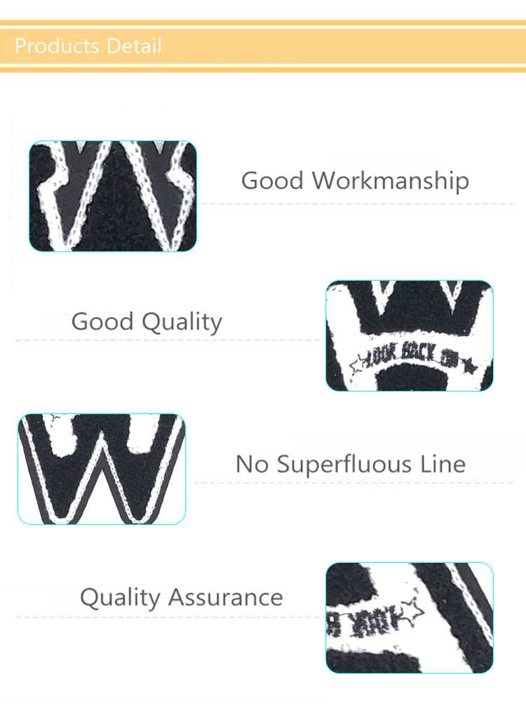 W Shape Felt Embroidered Sports Patches Sew On 12 * 12.5CM Size For Jackets