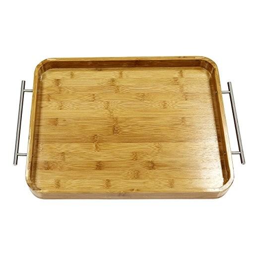 Buy cheap Bamboo breakfast butler serving tray with stainless steel handles from wholesalers