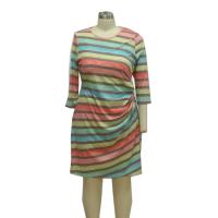 Buy cheap Colorful Printed 3 4 Sleeve Cocktail Dresses , Striped Casual Dress For 40 Year product