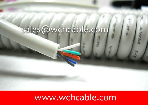 30V Low Voltage 28AWG Spiral Cable Chemical Resistant Jacket Color and UL