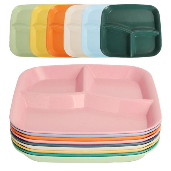 Buy cheap Reusable 3-Compartment Dinner Plate BPA-Free Microwave Dishwasher Safe Wheat Fiber PP from wholesalers