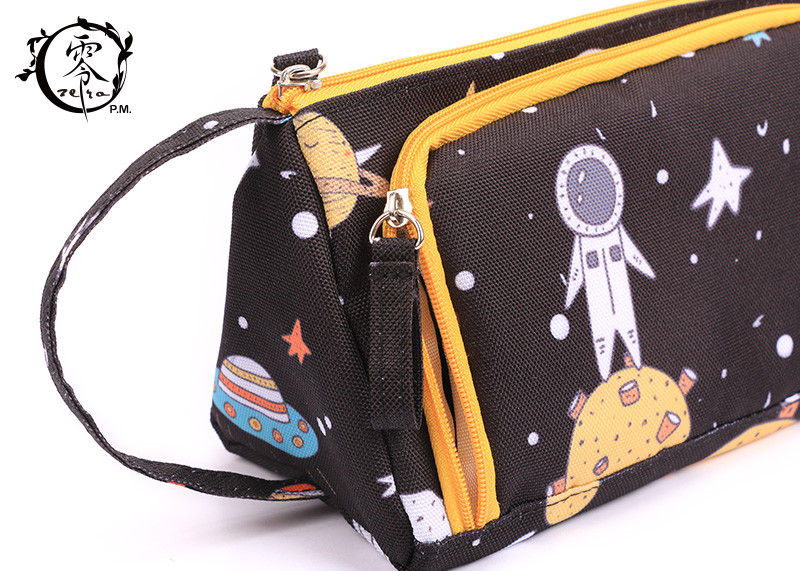 Cartoon Spaceman Cosmetic Makeup Kit Bag , Cute Women Portable Makeup Box Case