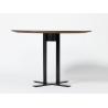 Buy cheap Hotel bedroom furniture Walnut wood veneer black metal base round dining table from wholesalers