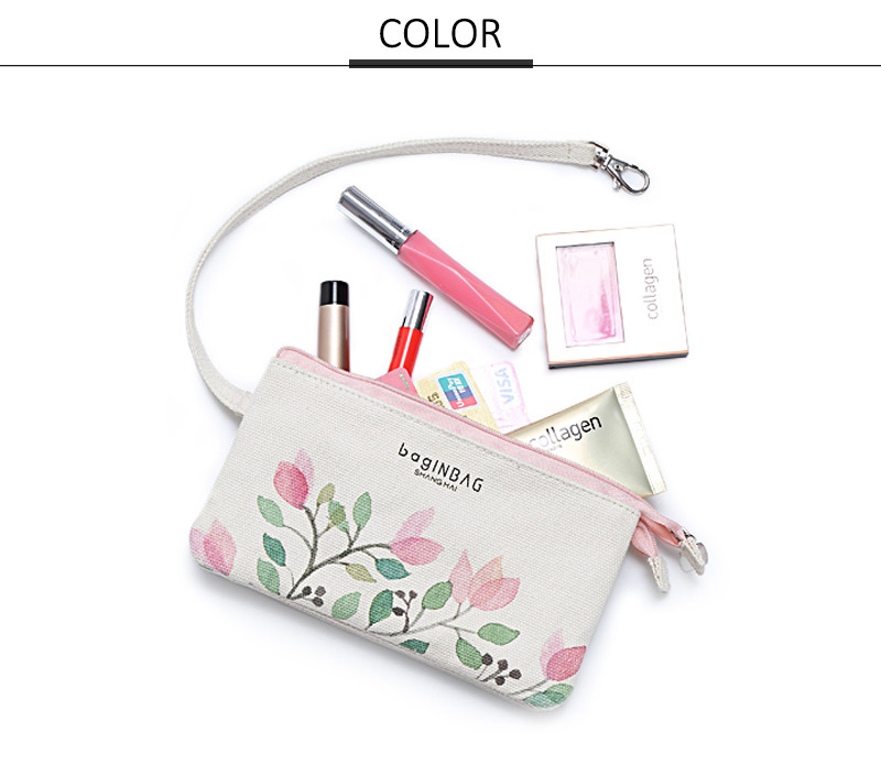 Waterproof Portable Cotton Canvas Zipper Pouch Bag