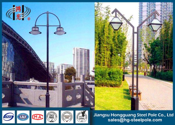 Double Arms LED Steel Tubular Outdoor Street Lamp Post for Street Decorative