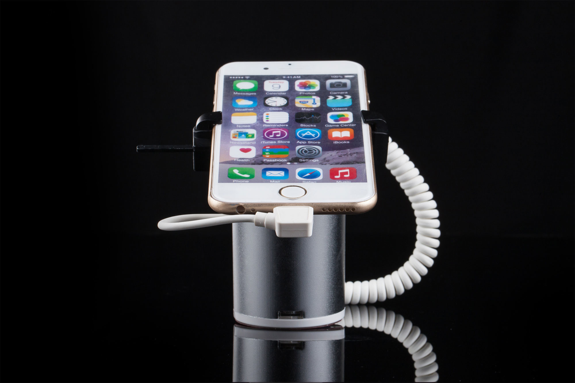 COMER cellular phone security desktop display stand holders with alarm and charging