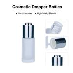 30ml White Cylindrical Frosted Glass Bottle With Silver Dropper For Empty