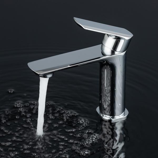 Brass Modern Single Hole Single Handle Basin Mixer In Chrome Matte Black Gold