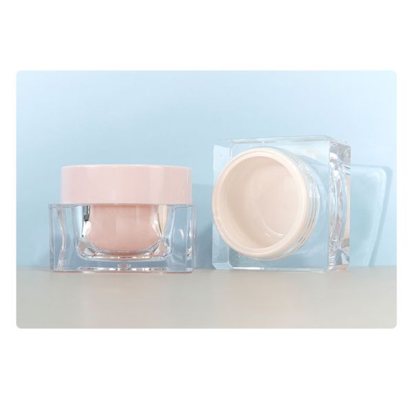 Screen Printing Square Acrylic Bottles Light Pink Perfume Bottle 50ml 100ml For Skin Care Products