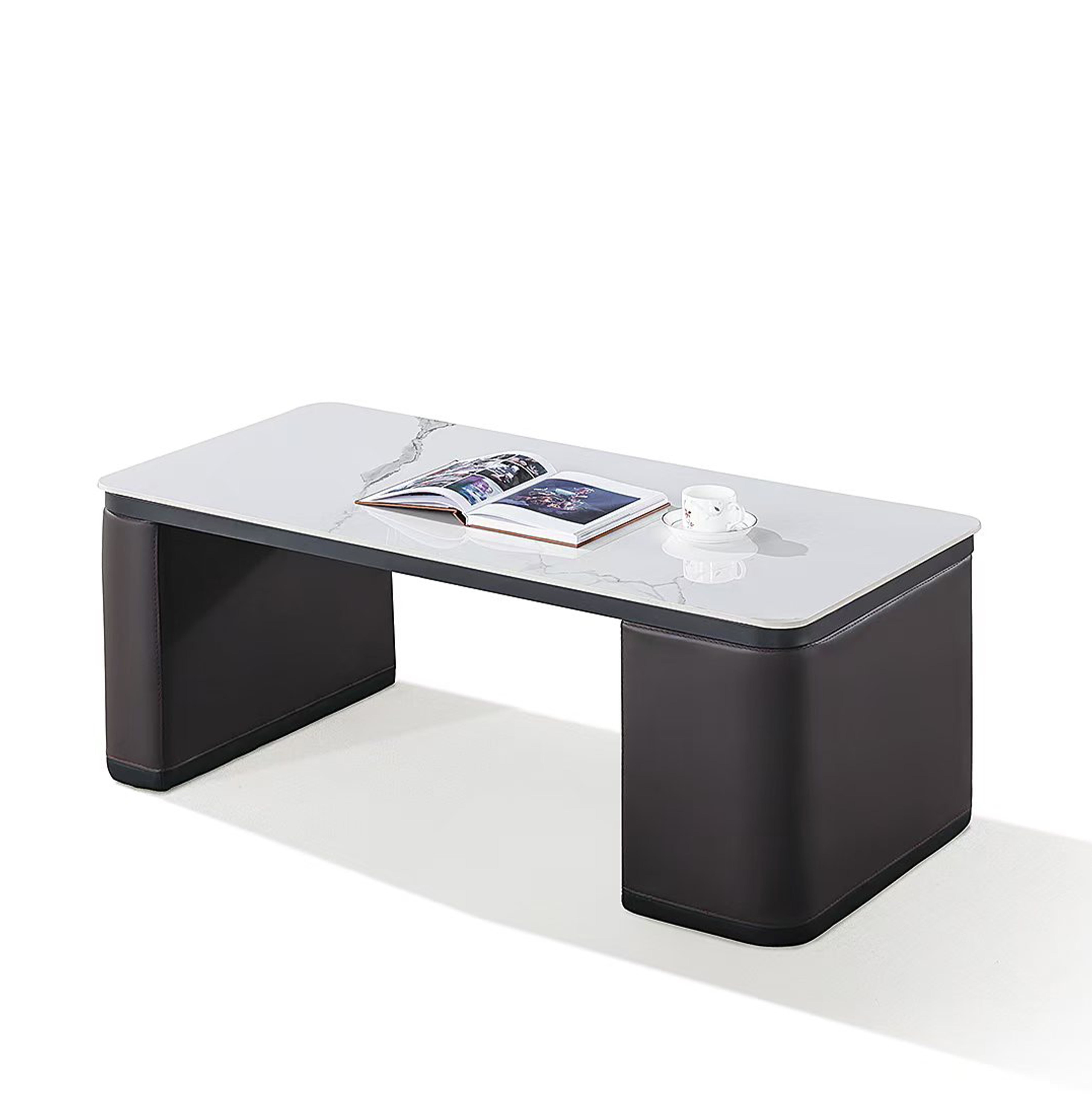 Modern Rectangular Coffee Table Living Room White Rock Plate Tea Table Simple Office Tea Table