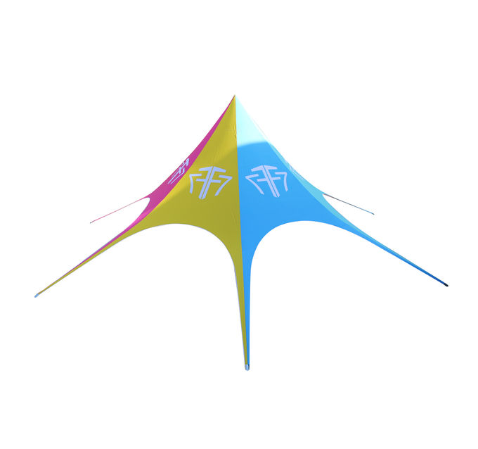Outdoor Advertising Star Tent Waterproof PU Coated 600D Oxford 3*3M Singe Pole Fire Resistant With Sublimation Printing