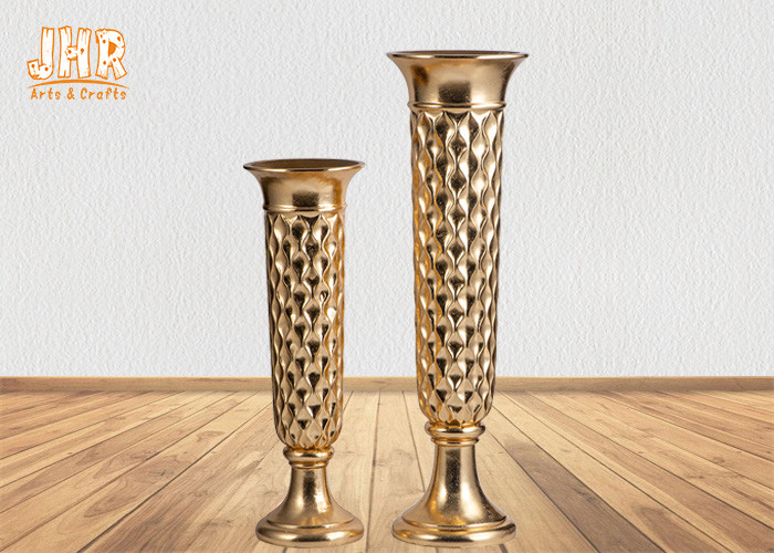 Trumpet Shape Floor Vases Homewares Decorative Items Gold Leafed Fiberglass Table Vases
