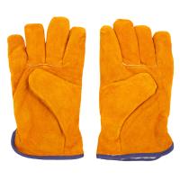 Buy cheap Winter Fleece Lined Leather Gloves Yellow High Temperature BBQ Gloves product