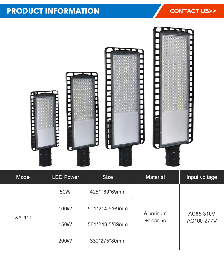 Ip65 Waterproof Streetlight 50w 100w 150w 200w Outdoor Led Street Light Garden Road Lighting