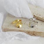 Lanciashow 925 Pure Silver Fine Jewelry Opening Ring Smooth Surface Water Drop