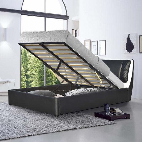 Buy cheap SUNNY Classic Black PU Leather Bed Wooden Bed Frame With Lift Up Storage from wholesalers