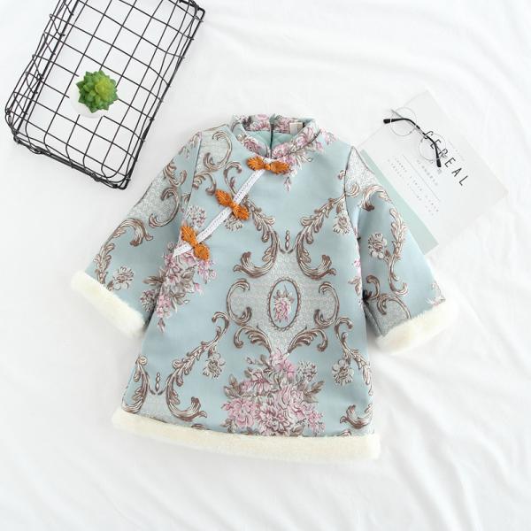 Buy cheap O Neck Girls Quilted Chinese Cheongsam Shirt Light Green Polyester Retro Button Top from wholesalers