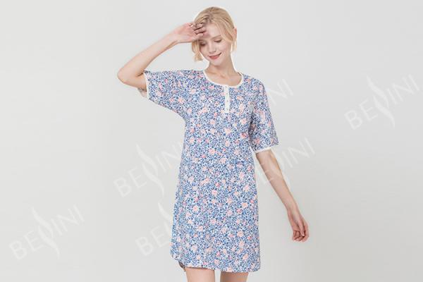 Buy cheap Button Placket Ladies Night Dresses Sleepwear Modern Floral Printed Anti Pilling from wholesalers