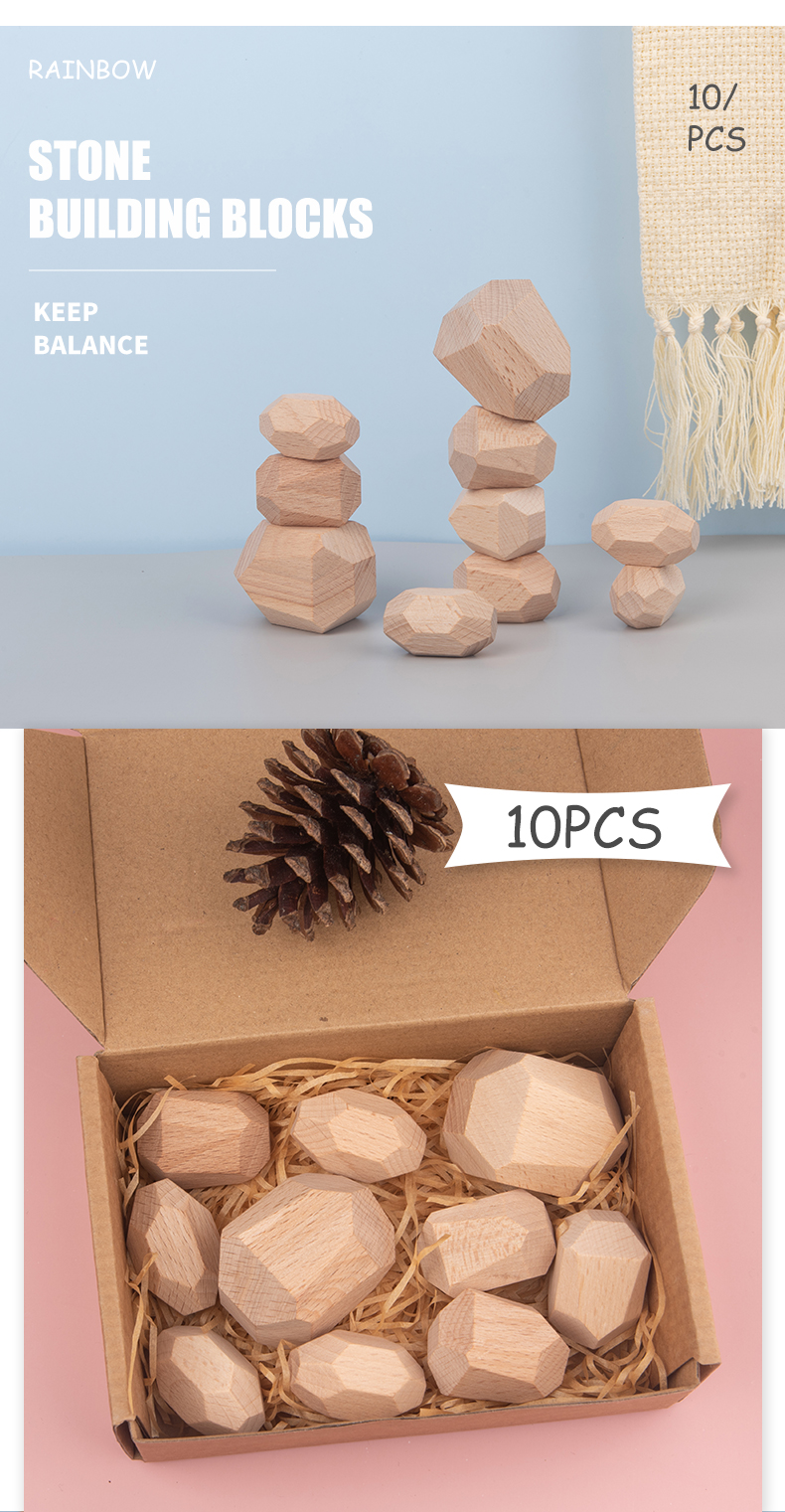 Jenga 14cm Rock Wooden Building Blocks Set Wooden Stacking Blocks Balancing Toy