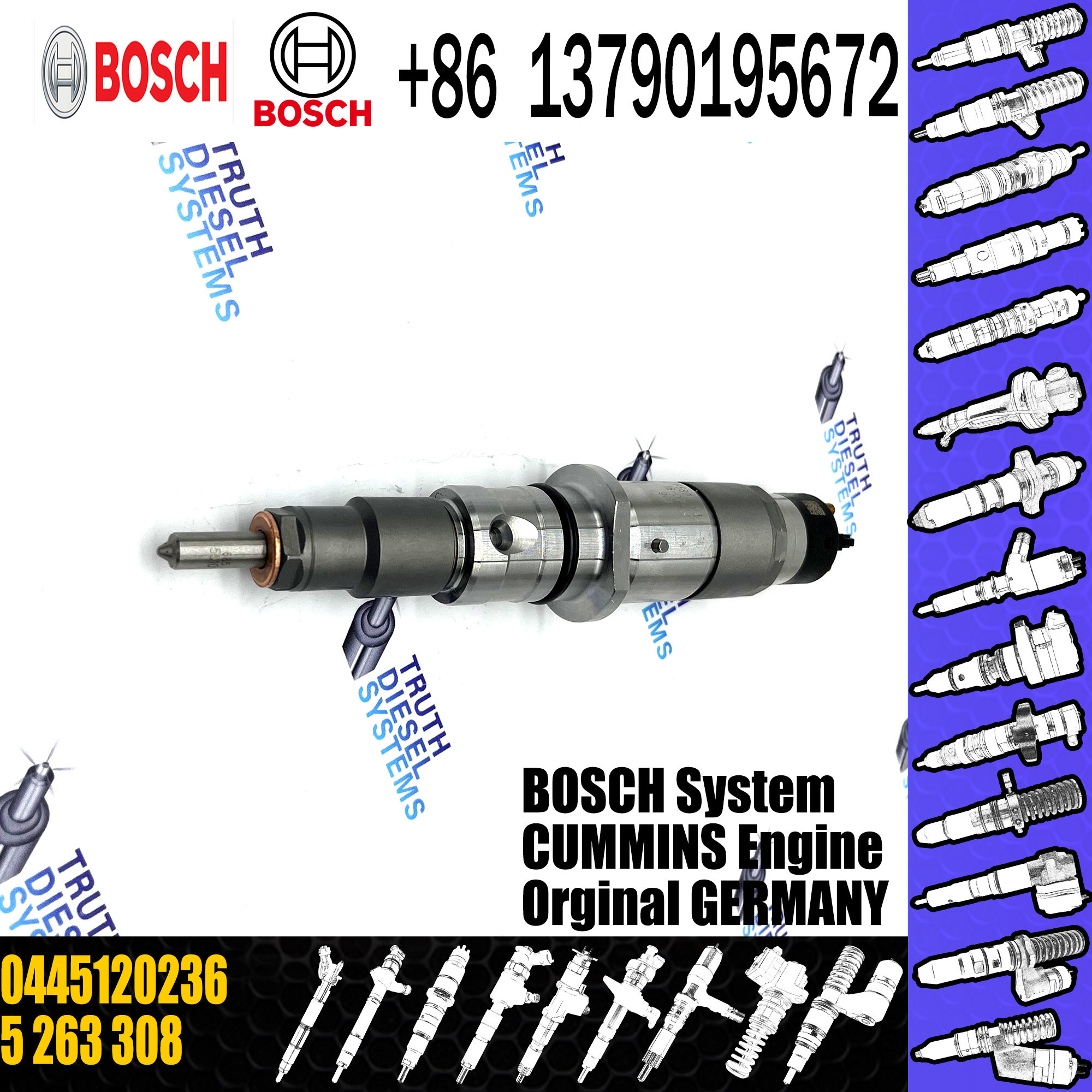 Common Rail Fuel Injector 5263308 0445120236 Diesel Engine Qsl9 Spare Parts For Machinery Engines