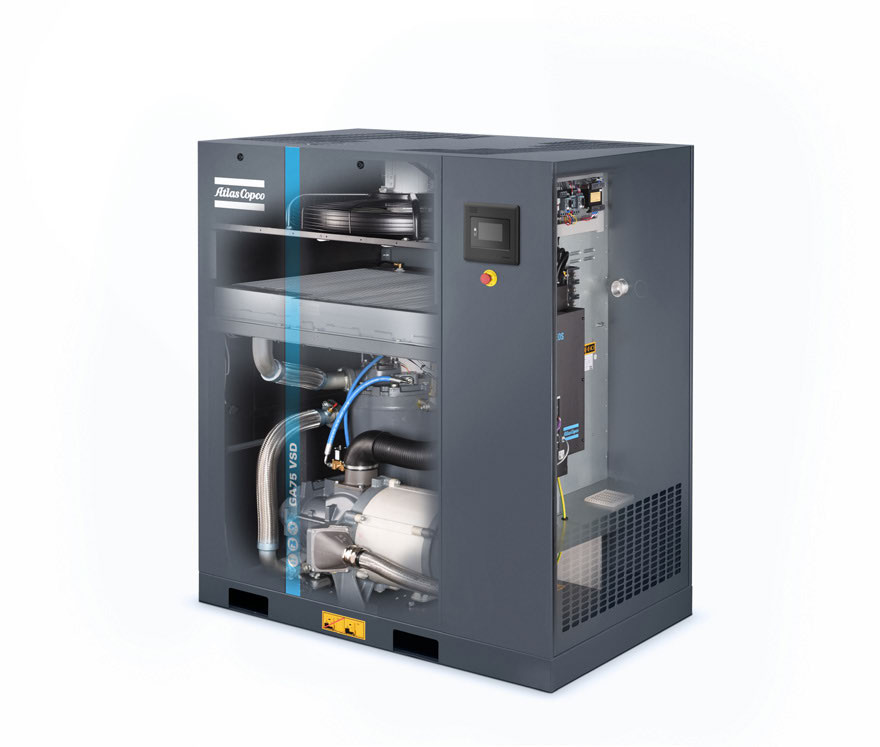 Rotary Screw Atlas Screw Air Compressor , Atlas GA15 VSD 15KW