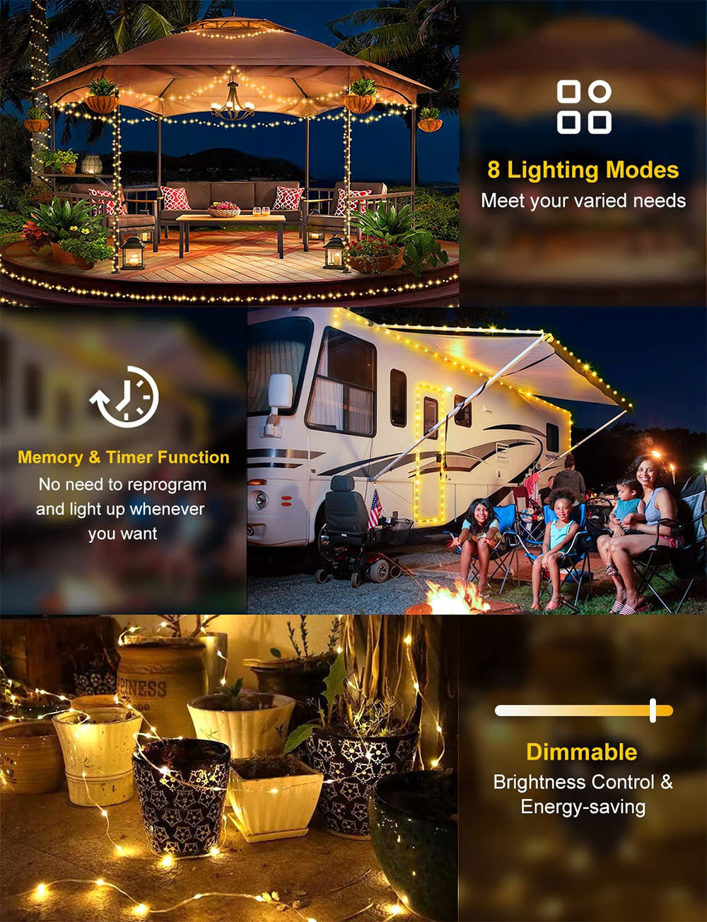 Leather Solar String Light Christmas Decoration Lights 100 LED Outdoor Lighting