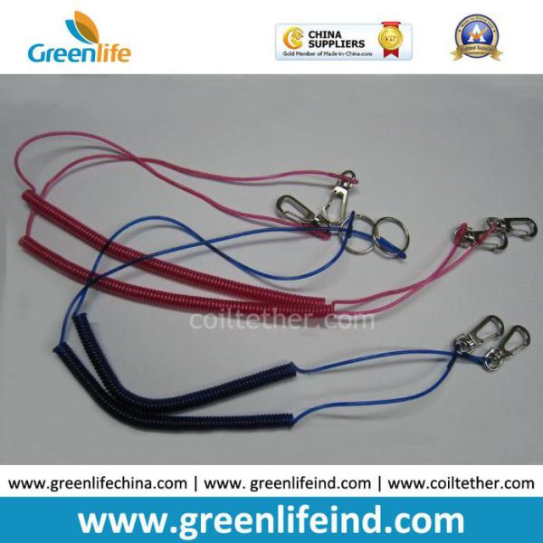 Buy cheap Blue Red Self Locking Metal Hook Fishing Safety Coiled Lanyard from wholesalers