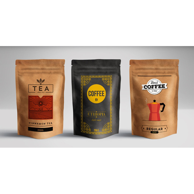 Stand Up Reusable 150 Micron Ground Coffee Pouch Packaging