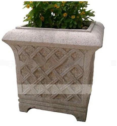 Garden Stone Flower Pot, Stone Carved Planter, Marble Granite Flower Pot (YKFP