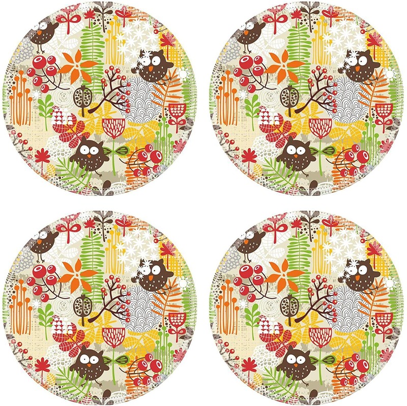 Minglu CM-006 Natural Rubber Round Drink Coasters Modern style pattern design, suitable for office, restaurant, home, or bars