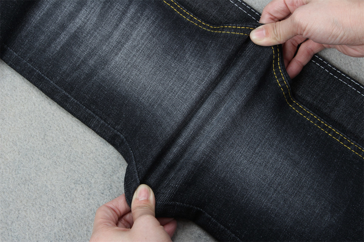 Sanforizing Crosshatch Denim Fabric Slub Full Stretch 160cm 10.3 Once Black