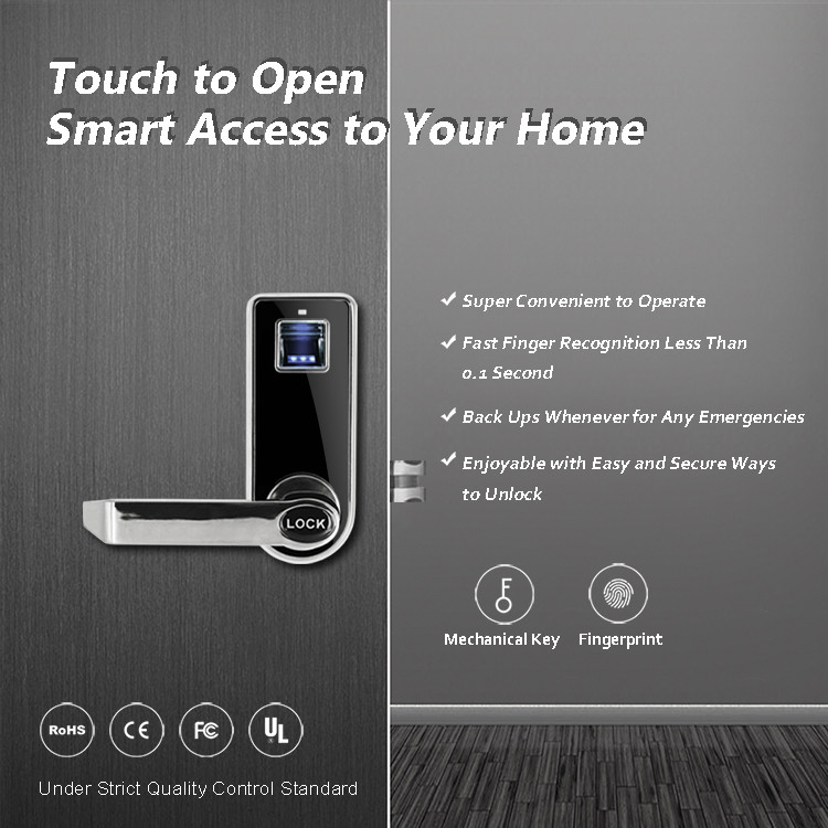 Digital Handle Room Door Locks Fast Fingerprint Recognition Light Weight