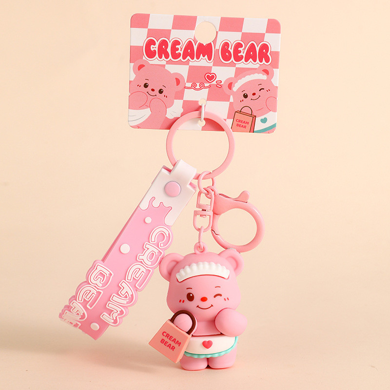 Cartoon Animal Pendant Key Ring Silicone Keychain in Various Colors for Women and Kids