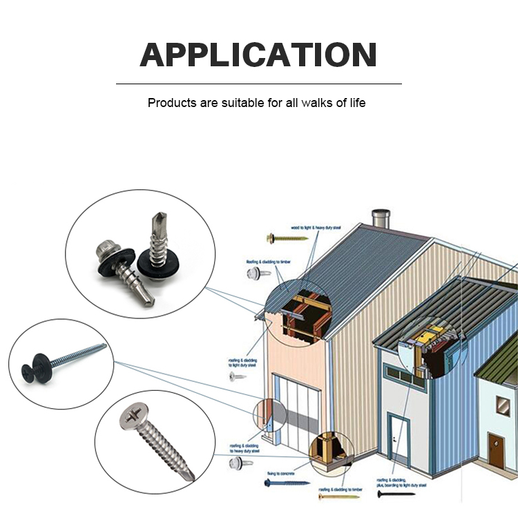 Metric Hex Washer Head Self-Drilling Metal Screw M2 M2.6 M3 M3.5 M4 M5 with Black Finish