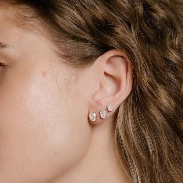 Minimalist Gold Plated 925 Silver Diamond Stud Earring 925 Shiny Silver Heart
