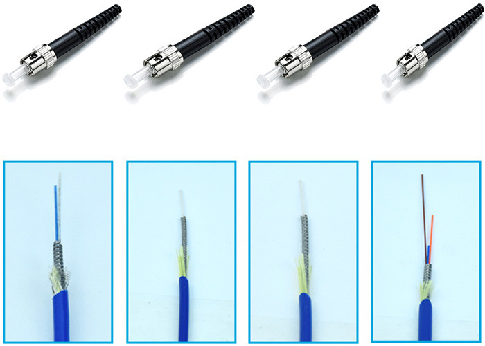 4 Cores 4 Fibers Armored Fiber Optic Patch Cord ST to ST Rodent Resistant