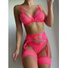 Buy cheap Solid Pink Lace Mesh Bra Panty Black Colour Transparent 50kg 60kg L Size from wholesalers