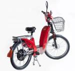 48V 12Ah 24 Inch Red Electric Bike With Lead Acid Battery Front Disk Rear Drum