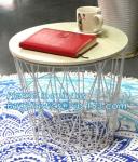 Commercial use stylish marble top metal wire square coffee table, Steel wire