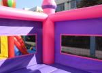Purple And Pink Inflatable Bounce House / Blow Up Trampoline With Basketball