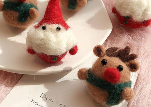 Buy cheap Christmas Wool Balls Craft , Small Felt Balls Cute Santa Elk Pattern from wholesalers