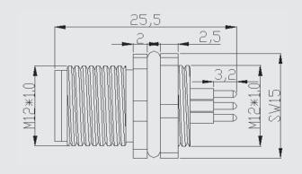 Circular Sensor Waterproof Male Female Connector M12 8Pin X Code Female Panel Rear Mount Solder Type Waterproof IP67