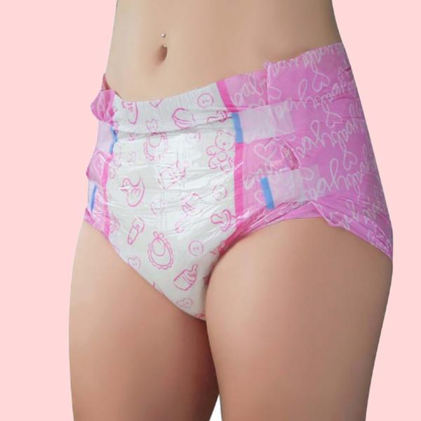 Thick Printed Disposable Adult Diapers in Pink Ultra Super Absorbent for Senior