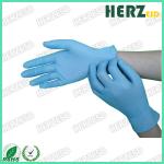 Powder Free Blue Nitrile Disposable Gloves , Finger Dotted ESD Safe Nitrile