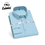 Men Long Sleeve Business Shirts Single Button Casual Plaid Striped Shirt