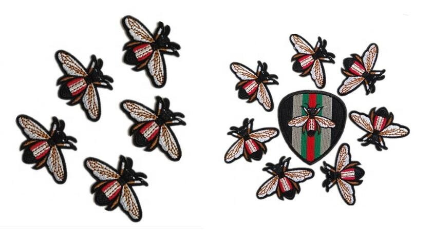 Bee patches factory design with full embroidered iron on backing